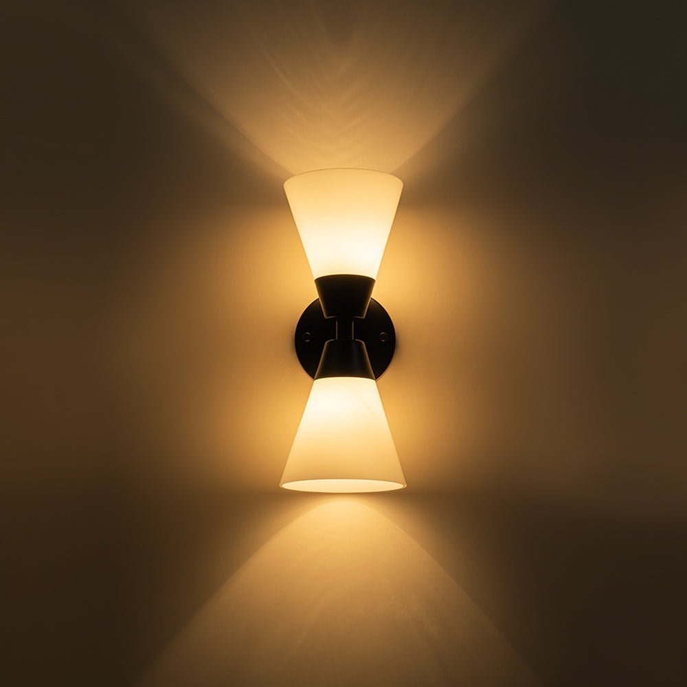 lightfixturesusa-mid-century-2-light-up-down-opal-glass-cone-wall-sconce-wall-sconce-black-223440
