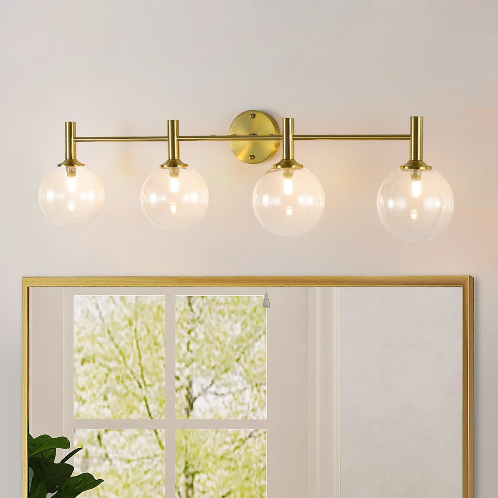 lightfixturesusa-mid-century-brass-4-light-glass-globe-vanity-sconce-wall-sconce-clear-glass-4956426 LightFixturesUSA - Mid - Century Brass 4 - Light Glass Globe Vanity Sconce - Wall Sconce - Clear Glass -
