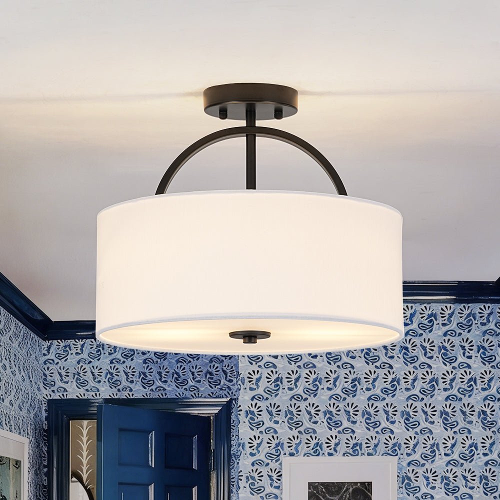 lightfixturesusa-mid-century-brass-wide-linen-drum-semi-flush-mount-ceiling-light-black-1245785 LightFixturesUSA - Mid - Century Brass Wide Linen Drum Semi Flush Mount - Ceiling Light - Black -