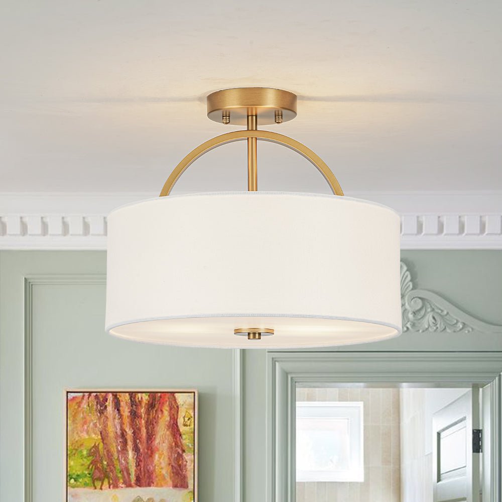 lightfixturesusa-mid-century-brass-wide-linen-drum-semi-flush-mount-ceiling-light-brass-349114 LightFixturesUSA - Mid - Century Brass Wide Linen Drum Semi Flush Mount - Ceiling Light - Brass -