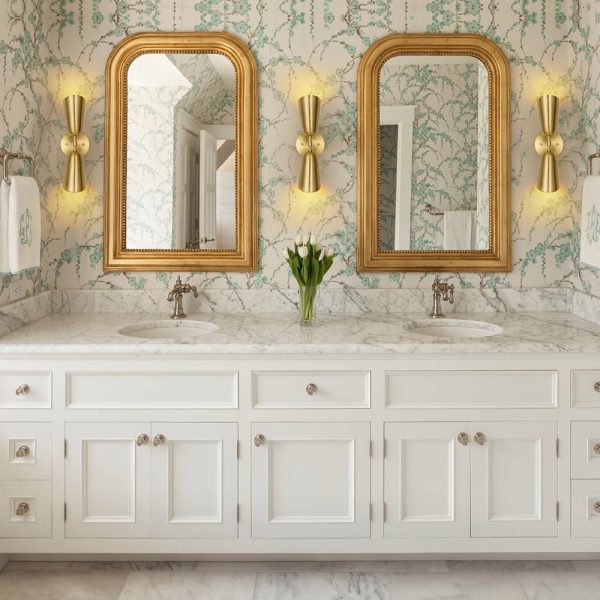 LightFixturesUSA - Mid - Century Brushed Brass 2 - Light Up Down Dual Cone Wall Lamp - Wall Sconce - 2 Packs -