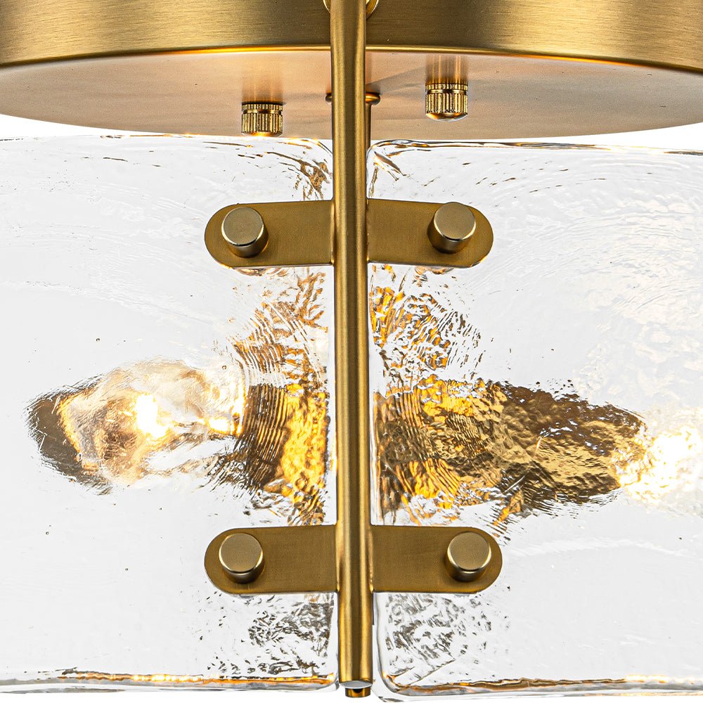 lightfixturesusa-mid-century-clear-textured-glass-drum-flush-mount-light-ceiling-light-brass-405122