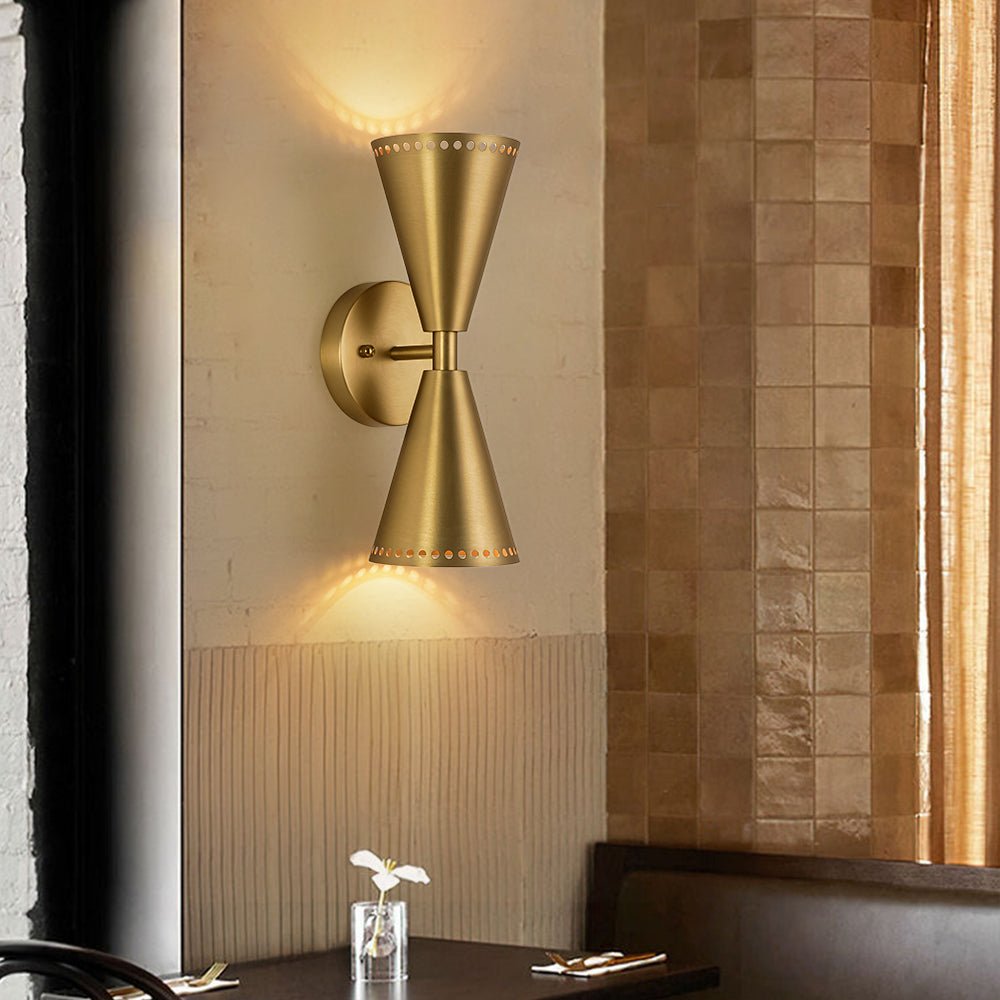 lightfixturesusa-mid-century-modern-2-light-up-down-cone-wall-sconce-wall-sconce-brass-760178 LightFixturesUSA - Mid - Century Modern 2 - Light Up Down Cone Wall Sconce - Wall Sconce - Brass -