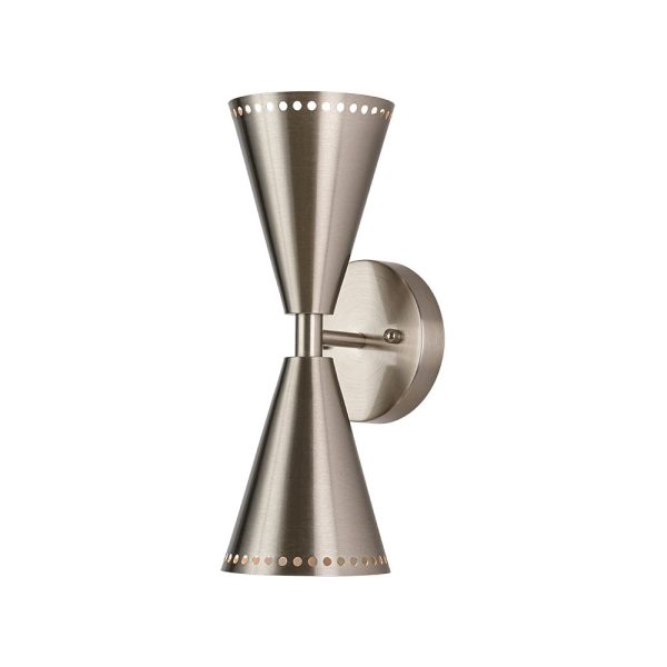 LightFixturesUSA - Mid - Century Modern 2 - Light Up Down Cone Wall Sconce - Wall Sconce - Nickel - 1 Pack -