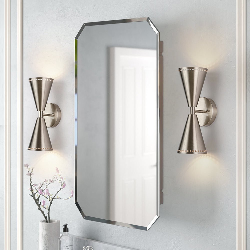 lightfixturesusa-mid-century-modern-2-light-up-down-cone-wall-sconce-wall-sconce-nickel-2-packs-613508 LightFixturesUSA - Mid - Century Modern 2 - Light Up Down Cone Wall Sconce - Wall Sconce - Nickel - 2 Packs -