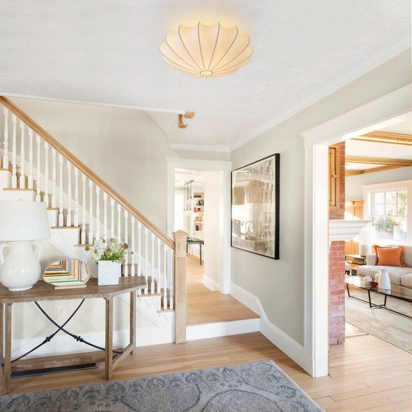 LightFixturesUSA - Mid - Century Modern White Flush Mount Light - Ceiling Light - 19 in. (3 - Lt) -