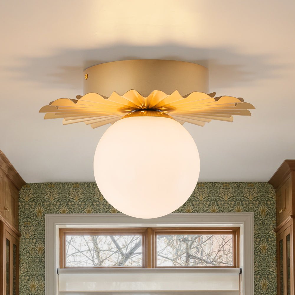 lightfixturesusa-mid-century-sunburst-1-light-opal-glass-globe-ceiling-light-ceiling-light-brass-891294 LightFixturesUSA - Mid - Century Sunburst 1 - Light Opal Glass Globe Ceiling Light - Ceiling Light - Brass -