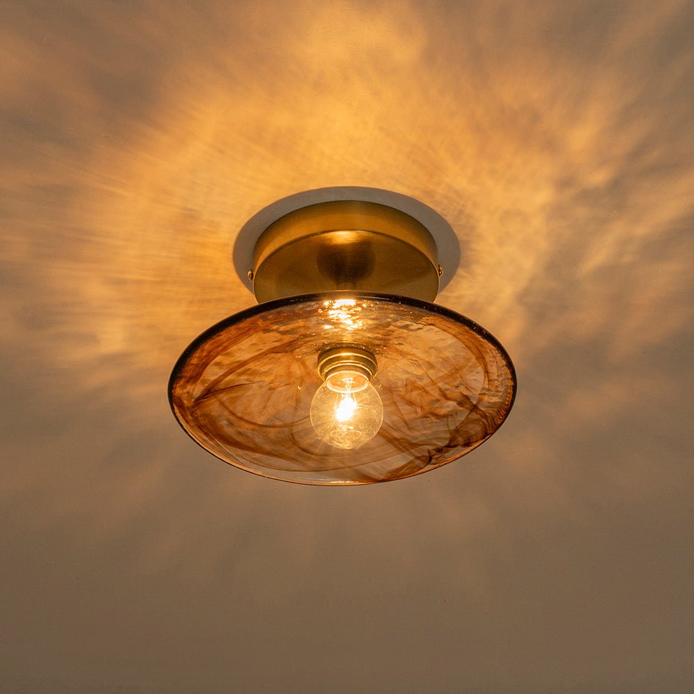 lightfixturesusa-mini-1-light-amber-swirl-glass-shade-semi-flush-mount-ceiling-light-saucer-2-packs-1453316