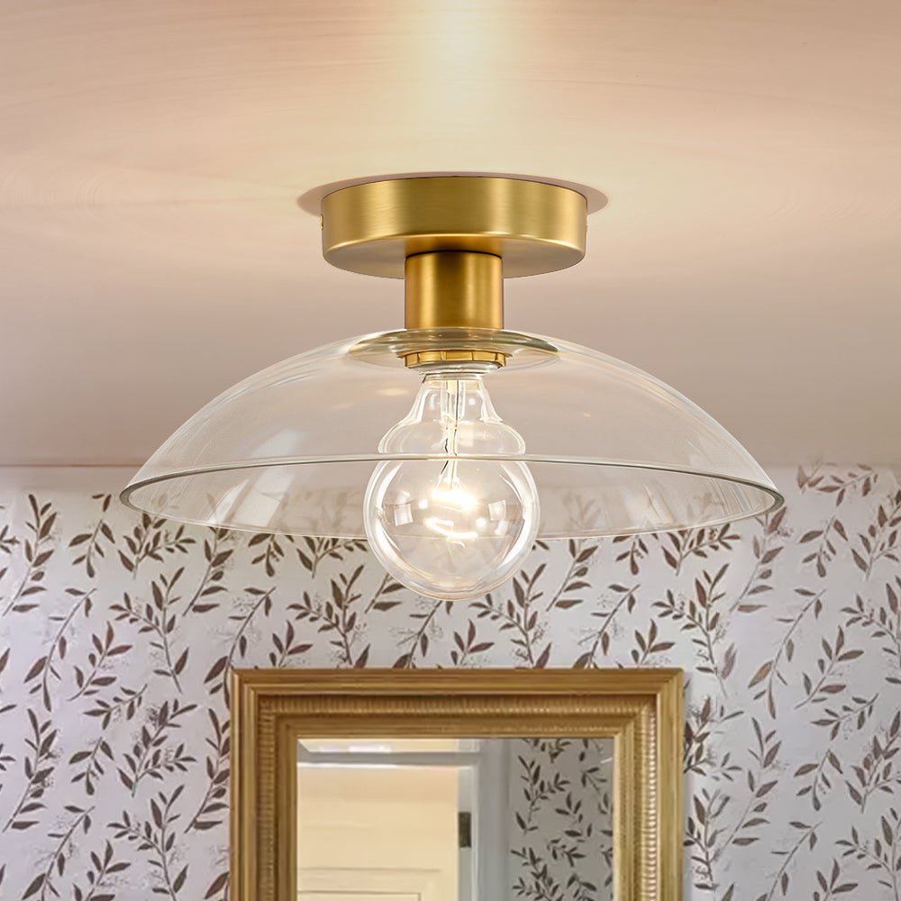 lightfixturesusa-minimalist-1-light-clear-glass-saucer-semi-flush-mount-ceiling-light-brass-2740216 LightFixturesUSA - Minimalist 1 - Light Clear Glass Saucer Semi Flush Mount - Ceiling Light - Brass -