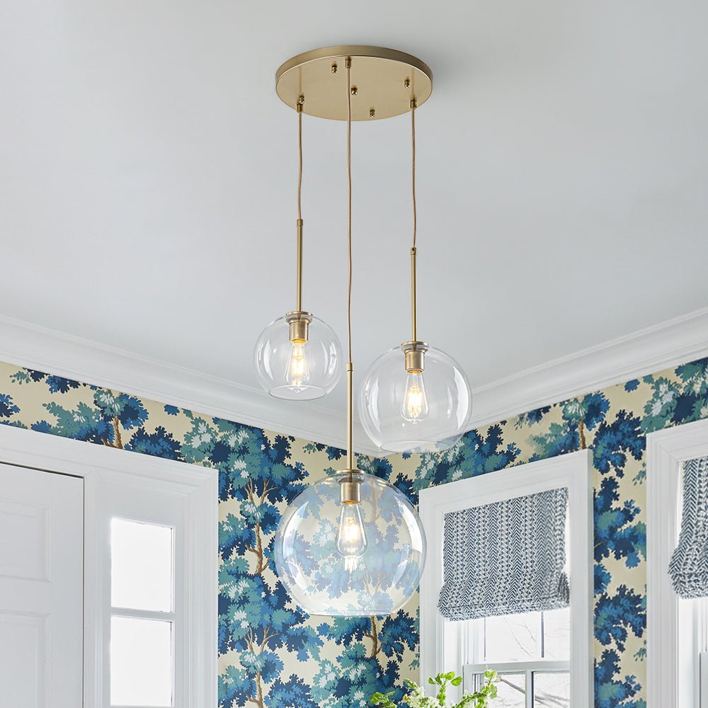 lightfixturesusa-minimalist-cluster-clear-glass-globe-3-light-pendant-chandelier-brass-4311401 LightFixturesUSA - Minimalist Cluster Clear Glass Globe 3 - Light Pendant - Chandelier - Brass -
