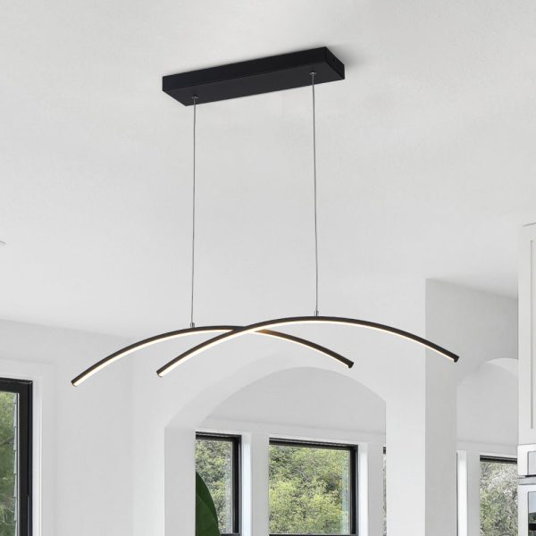 LightFixturesUSA - Minimalist Dimmable LED Black Arched Island Chandelier - Chandelier - Black - 