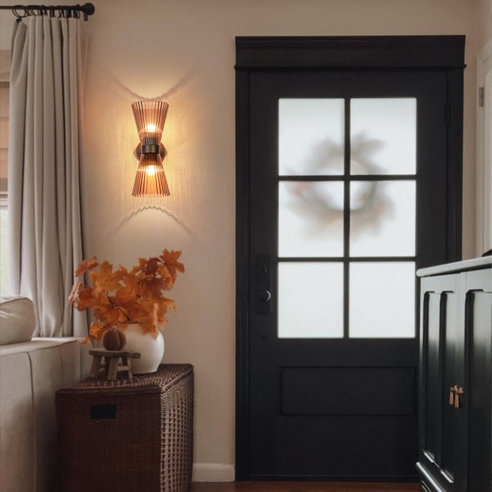 lightfixturesusa-modern-2-light-up-down-pleated-glass-cone-wall-sconce-wall-sconce-tan-glass-694125