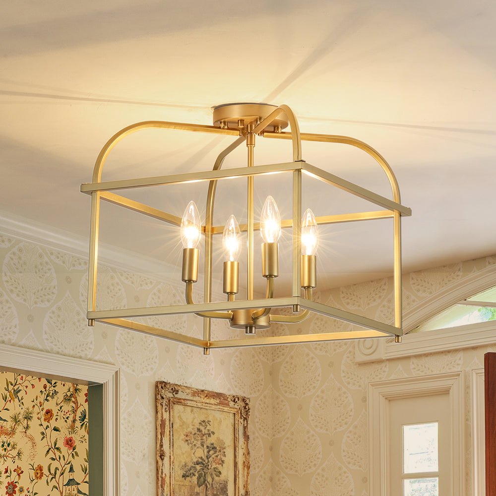 lightfixturesusa-modern-4-light-candle-style-square-cage-semi-flush-mount-ceiling-light-brass-4054967 LightFixturesUSA - Modern 4 - Light Candle Style Square Cage Semi Flush Mount - Ceiling Light - Brass -