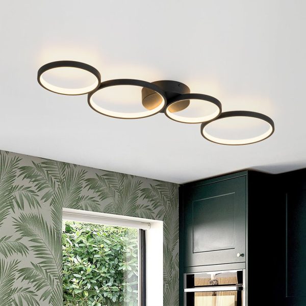 LightFixturesUSA - Modern 4 - Light Halo Dimmable LED Semi Flush Mount - Ceiling Light - 35 in. - 