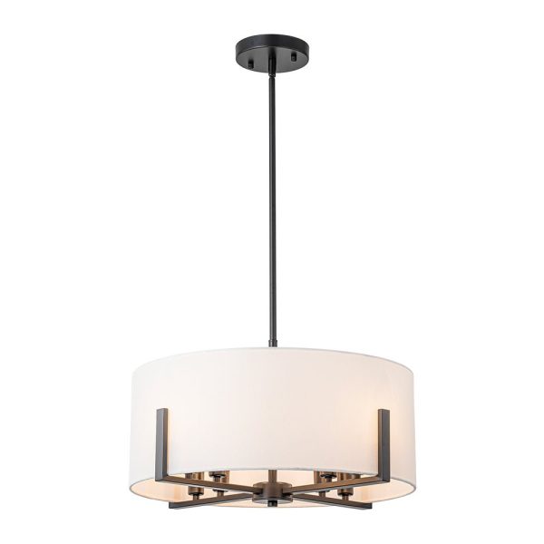 LightFixturesUSA - Modern 8 - Light Wide Drum Fabric Cage Chandelier - Chandelier - Black -