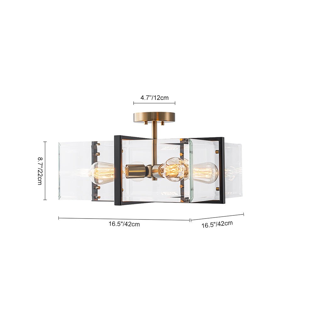 lightfixturesusa-modern-black-brass-clear-glass-square-cage-semi-flush-mount-ceiling-light-165in-111147