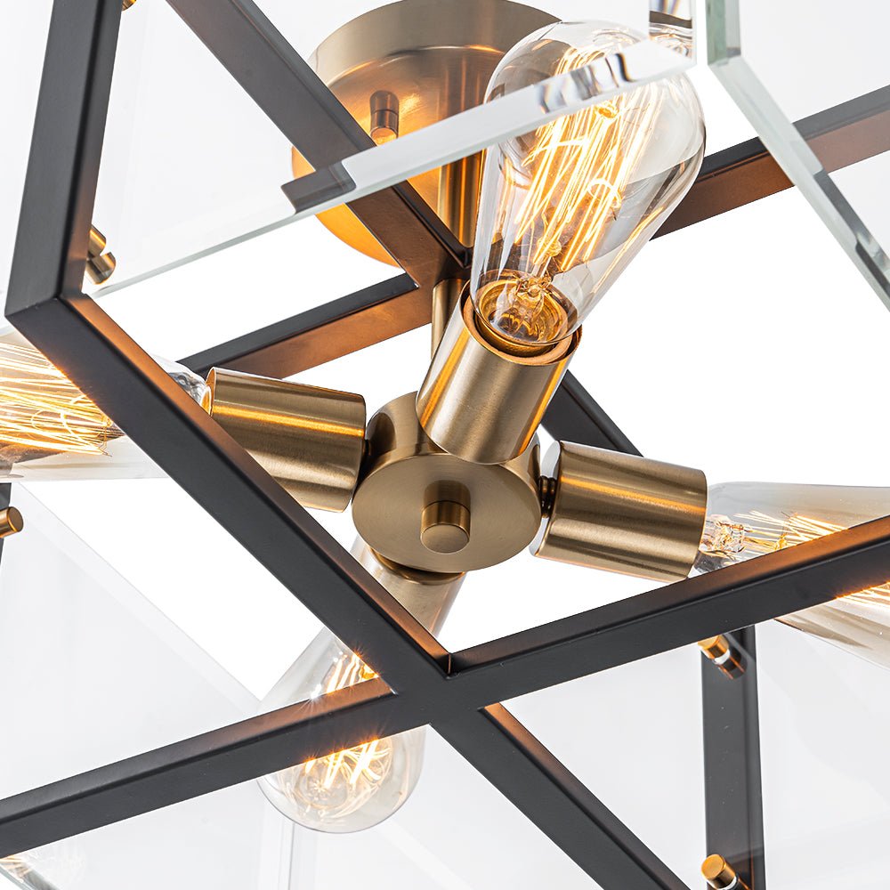 lightfixturesusa-modern-black-brass-clear-glass-square-cage-semi-flush-mount-ceiling-light-165in-262412