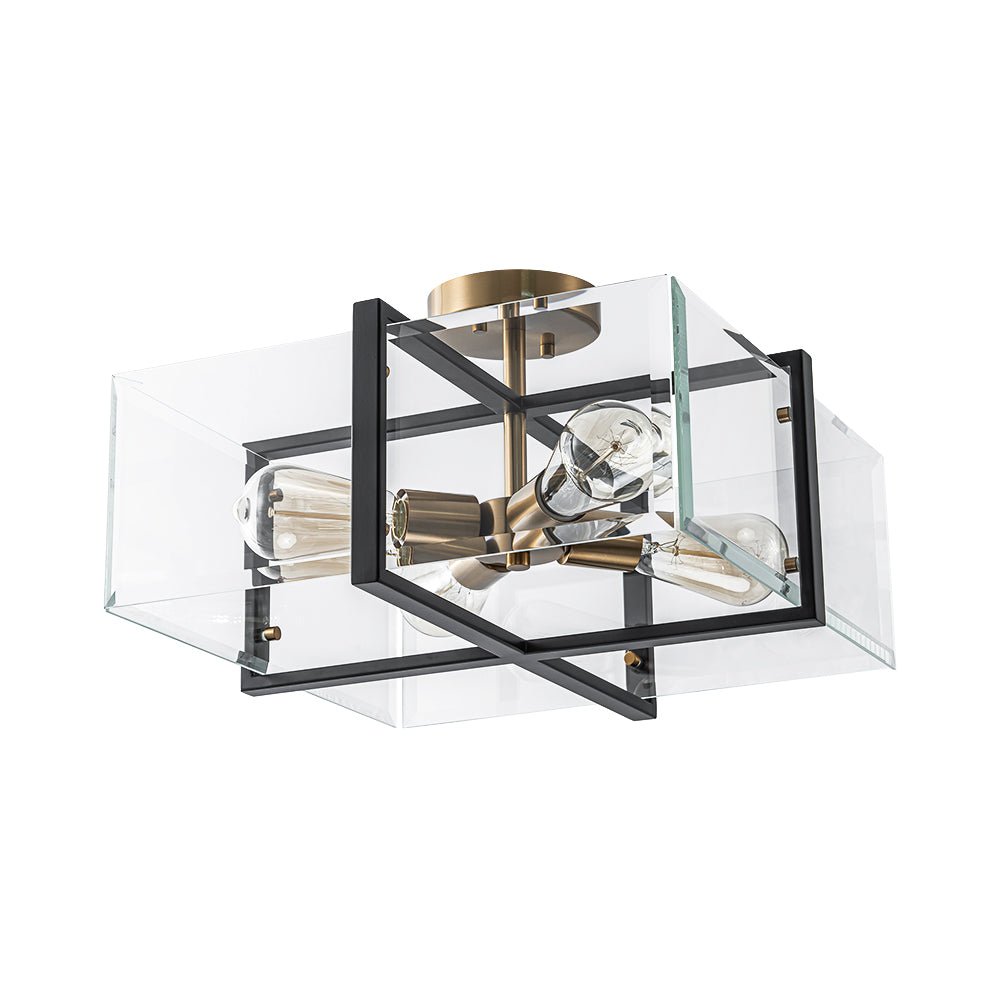 lightfixturesusa-modern-black-brass-clear-glass-square-cage-semi-flush-mount-ceiling-light-165in-432057