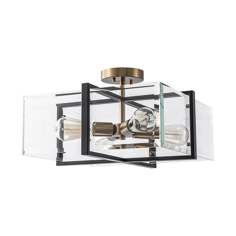 lightfixturesusa-modern-black-brass-clear-glass-square-cage-semi-flush-mount-ceiling-light-165in-651587