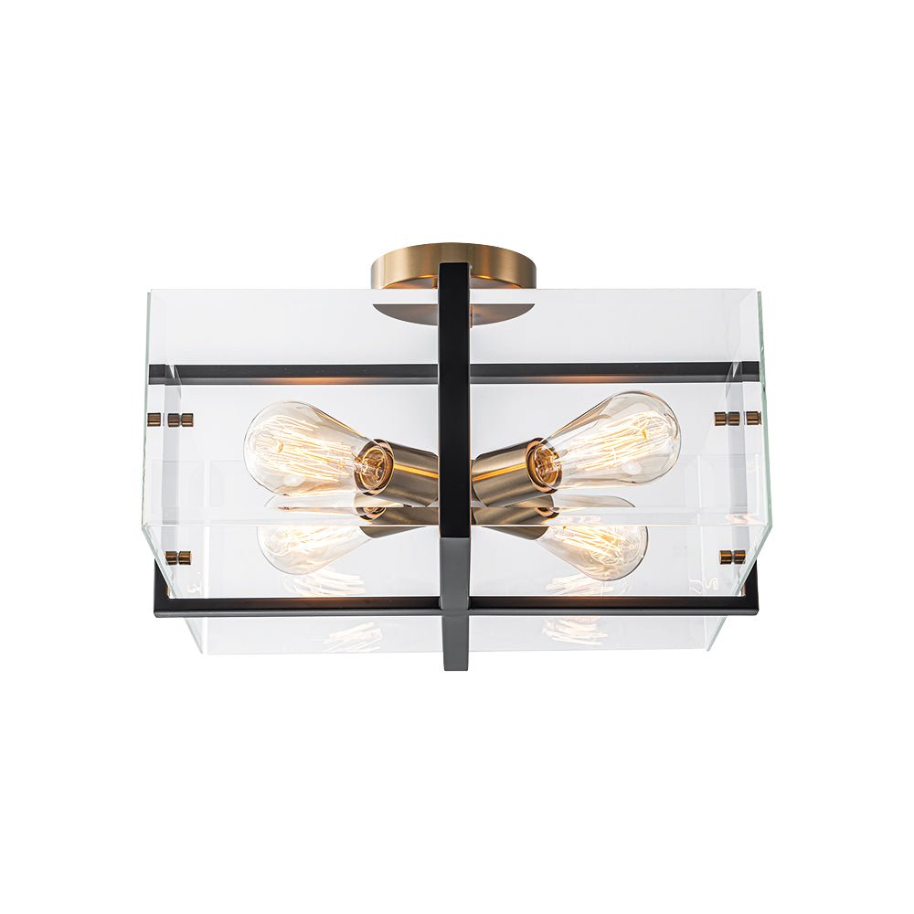lightfixturesusa-modern-black-brass-clear-glass-square-cage-semi-flush-mount-ceiling-light-165in-811581