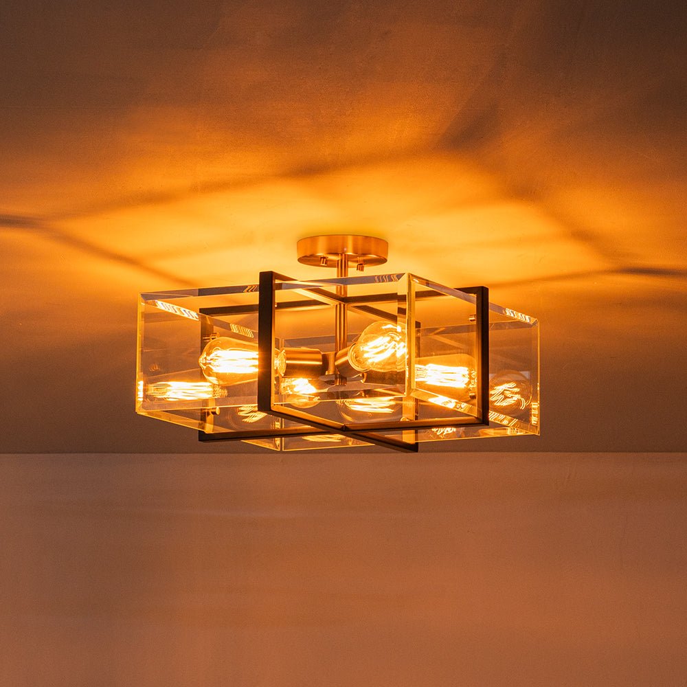 lightfixturesusa-modern-black-brass-clear-glass-square-cage-semi-flush-mount-ceiling-light-165in-817659