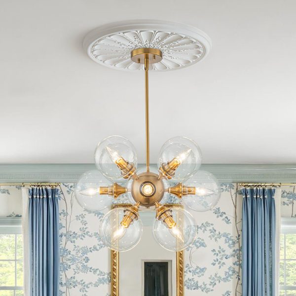LightFixturesUSA - Modern Brass 12 - Light Cluster Glass Globe Bubble Chandelier - Chandelier - Brass - 