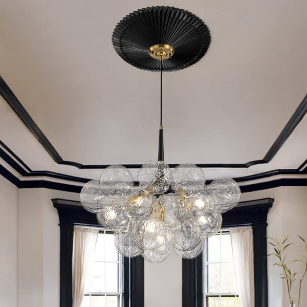 LightFixturesUSA - Modern Cluster Sculpture Texture Glass Globe Bubble Chandelier - Chandelier - Black - 