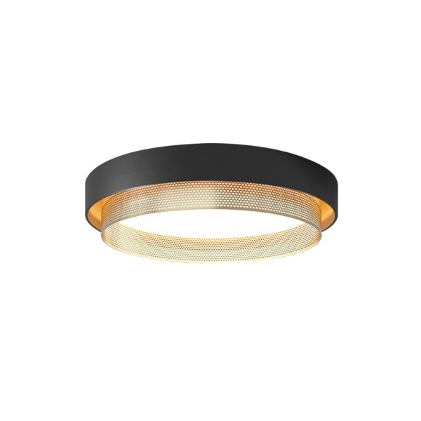 LightFixturesUSA - Modern Dimmable LED Iron Mesh Circular Flush Mount Light - Ceiling Light - Black - 6000K -