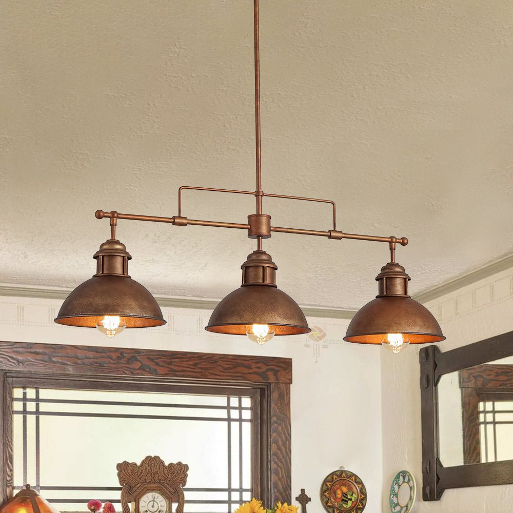 lightfixturesusa-modern-farmhouse-3-light-island-pot-lid-dome-pendant-chandelier-rusty-bronze-5912330 LightFixturesUSA - Modern Farmhouse 3 - light Island Pot Lid Dome Pendant - Chandelier - Rusty Bronze -