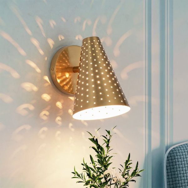 LightFixturesUSA - Modern Funky 1 - Light Starry Pinhole Cone Wall Sconce - Wall Sconce - Brass - 