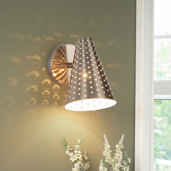 LightFixturesUSA - Modern Funky 1 - Light Starry Pinhole Cone Wall Sconce - Wall Sconce - Nickel -