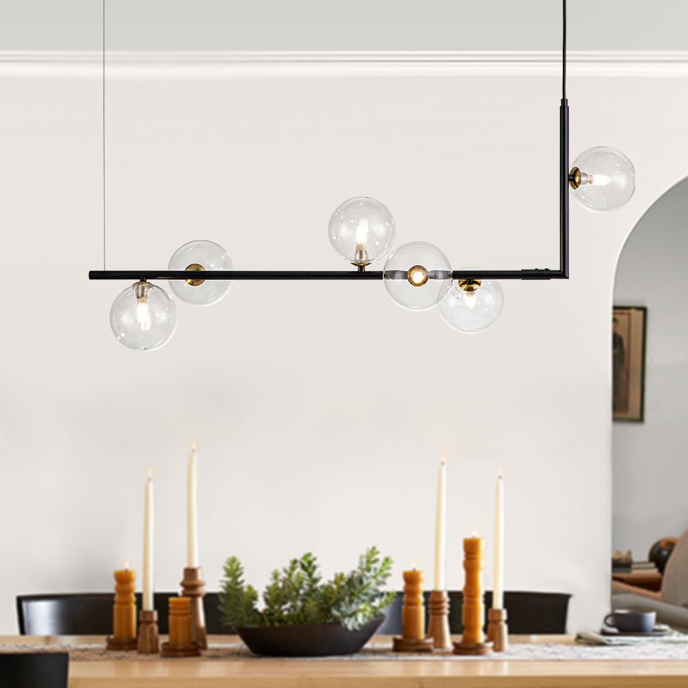 lightfixturesusa-modern-glass-bubble-kitchen-island-linear-pendant-chandelier-black-199030 LightFixturesUSA-Modern Glass Bubble Kitchen Island Linear Pendant-Chandelier-Black-
