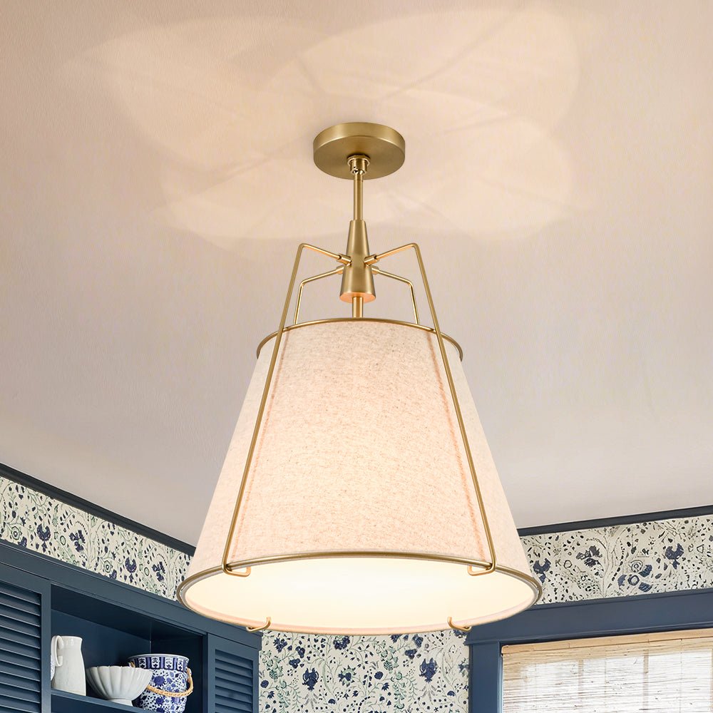 lightfixturesusa-modern-linen-conical-drum-cage-pendant-light-ceiling-light-brass15-in-3698863 LightFixturesUSA - Modern Linen Conical Drum Cage Pendant Light - Ceiling Light - Brass/15 in -
