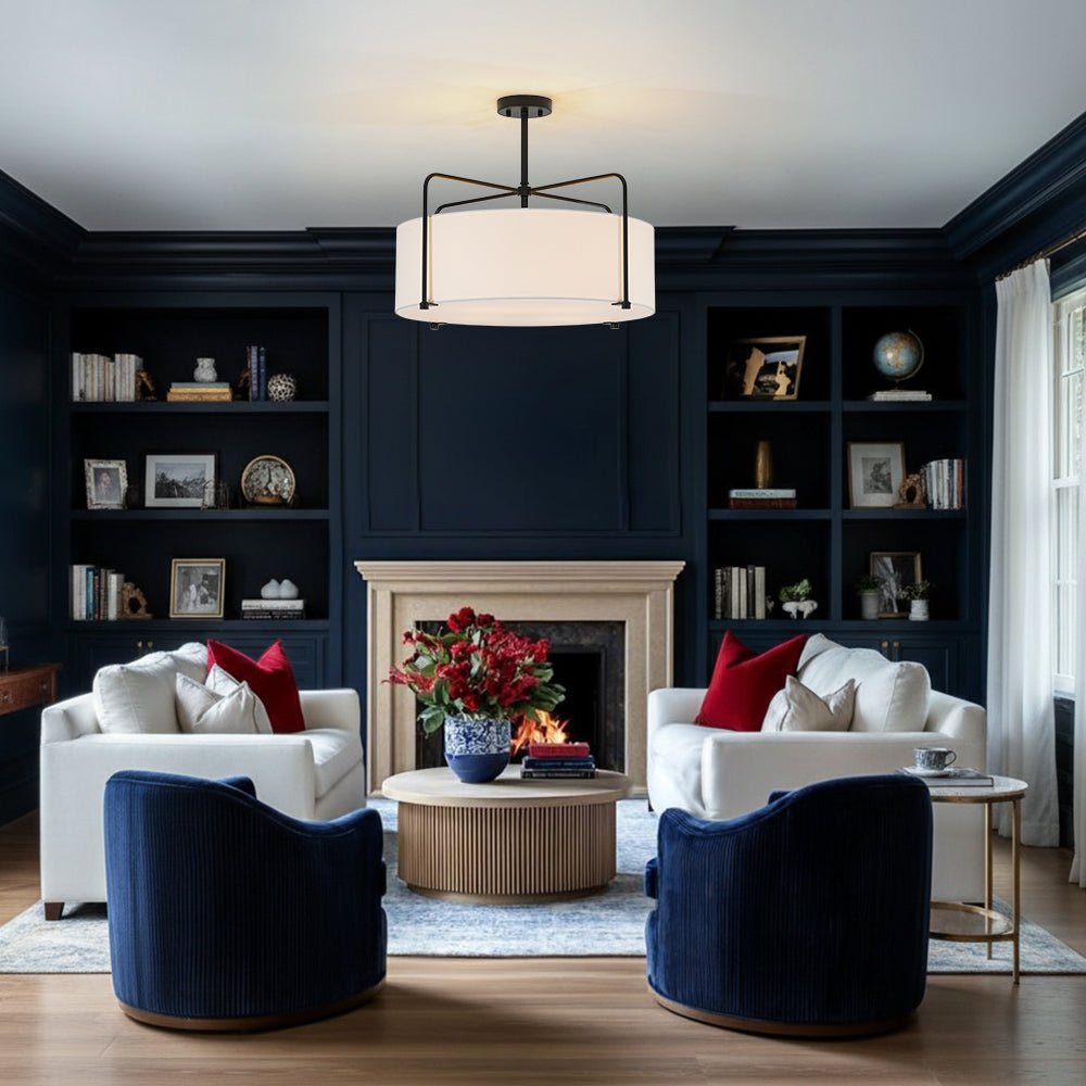 lightfixturesusa-modern-round-white-fabric-drum-cage-semi-flush-mount-ceiling-light-black-pre-order-4386694