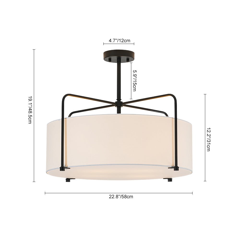 lightfixturesusa-modern-round-white-fabric-drum-cage-semi-flush-mount-ceiling-light-black-pre-order-9027032
