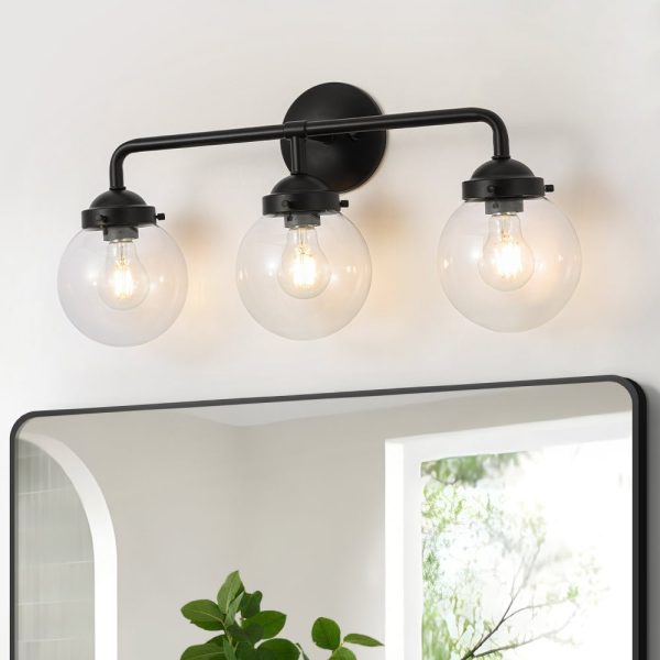 LightFixturesUSA - Modern Shine Opal Glass Globe Bathroom Vanity Wall Light - Wall Sconce - Clear Glass -