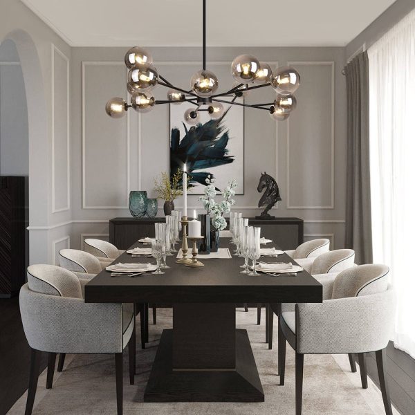 LightFixturesUSA-Modern Sputnik Branching Bubble Chandelier-Chandelier-Black-