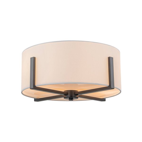 LightFixturesUSA - Modern Wide Drum Fabric Cage Flush Mount Light - Ceiling Light - Black -