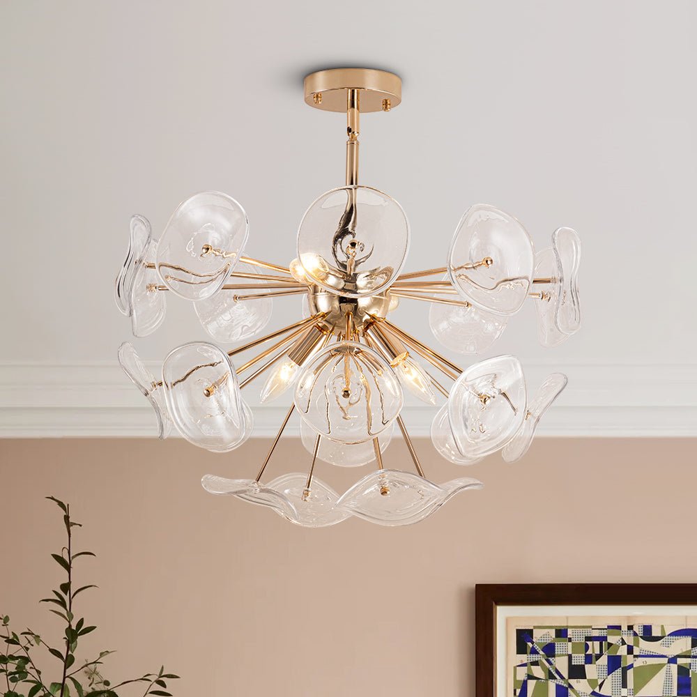 lightfixturesusa-morning-glory-glass-bloom-sunburst-semi-flush-chandelier-ceiling-light-brass-8198521 LightFixturesUSA - Morning Glory Glass Bloom Sunburst Semi Flush Chandelier - Ceiling Light - Brass -