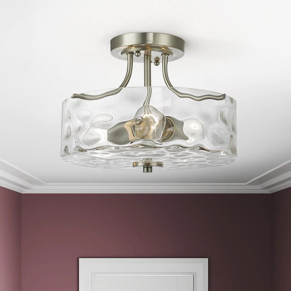 lightfixturesusa-nickel-hammered-glass-semi-flush-ceiling-light-859599