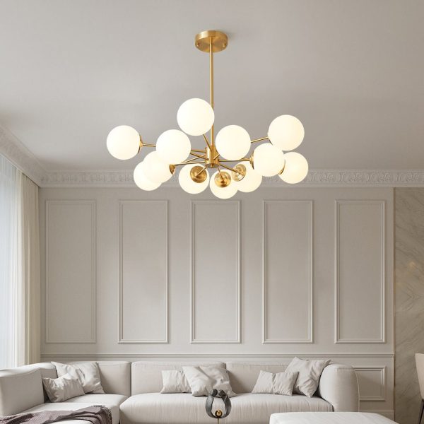 Opal Glass Globe Sputnik Chandelier