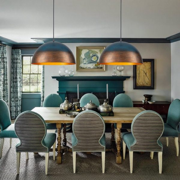 LightFixturesUSA - Oversized Industrial Oxidized Copper Patina Dome Pendant - Pendant Light - 23 in. (Pre - Order & 8 Weeks) -