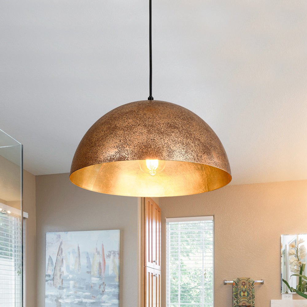 lightfixturesusa-oversized-metal-dome-pendant-light-chandelier-distressed-gold-15-in-769881 LightFixturesUSA - Oversized Metal Dome Pendant Light - Chandelier - Distressed Gold - 15 in.