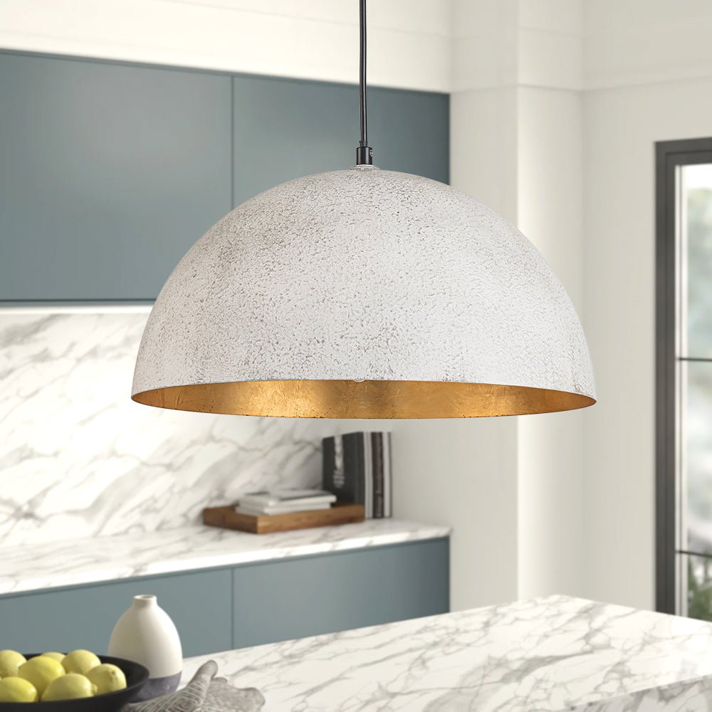 lightfixturesusa-oversized-metal-dome-pendant-light-chandelier-distressed-white-15-in-696466 LightFixturesUSA - Oversized Metal Dome Pendant Light - Chandelier - Distressed White - 15 in.