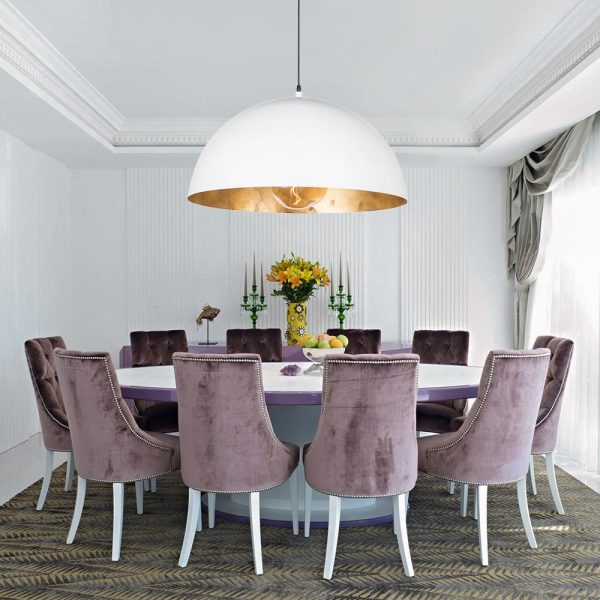 LightFixturesUSA-Oversized Metal Dome Pendant Light-Chandelier-White-Large