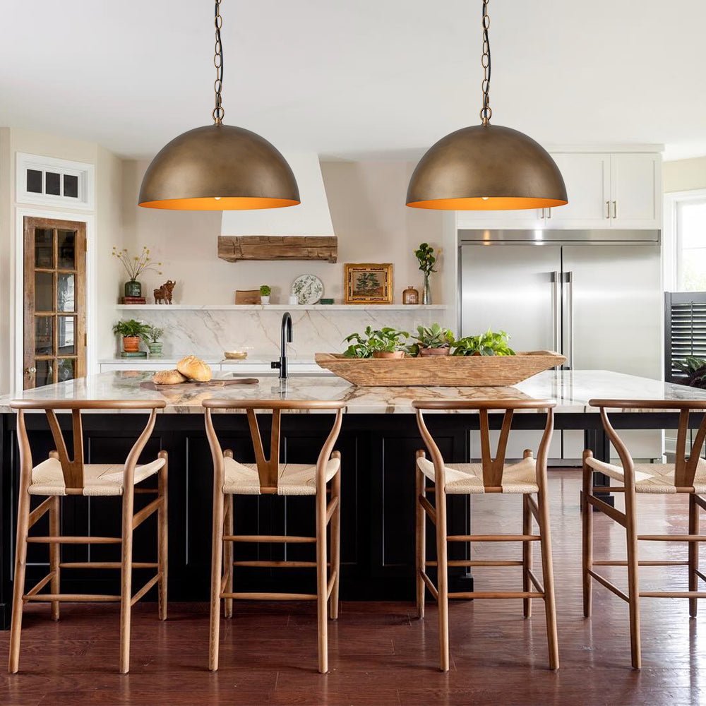 lightfixturesusa-oversized-vintage-bronze-metal-dome-pendant-light-chandelier-15-in-609639 LightFixturesUSA - Oversized Vintage Bronze Metal Dome Pendant Light - Chandelier - 15 in. -