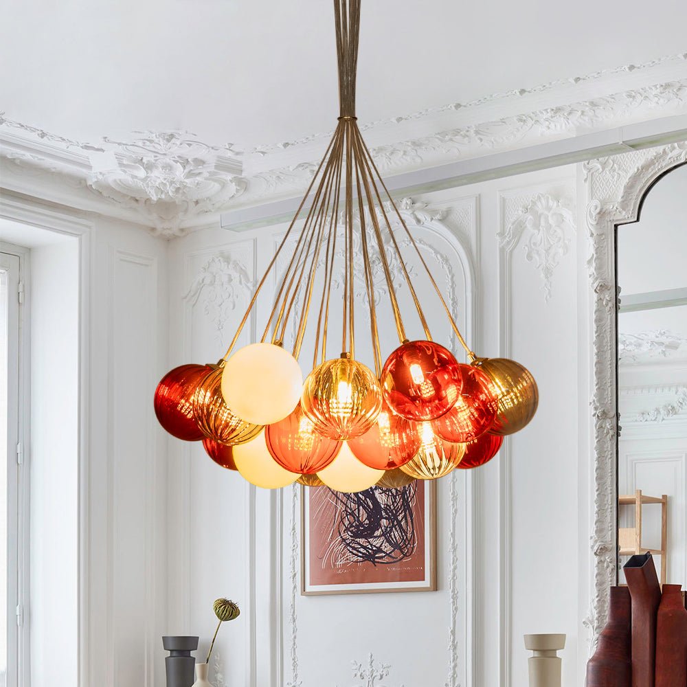 lightfixturesusa-pop-art-red-orange-hue-cluster-glass-globe-bubble-chandelier-chandelier-19-lt-723793 LightFixturesUSA - Pop Art Red Orange Hue Cluster Glass Globe Bubble Chandelier - Chandelier - 19 - Lt -