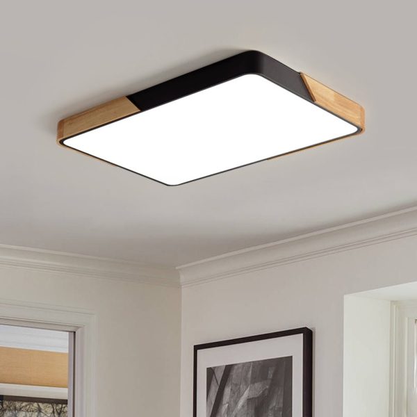 LightFixturesUSA - Rectangle LED Flush Mount Light - Ceiling Light - Black (Pre - Order) -