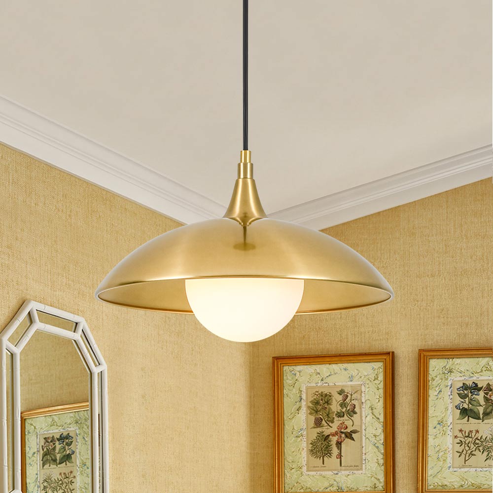 lightfixturesusa-retro-1-light-brass-iron-flat-dome-kitchen-pendant-pendant-light-146-in-7844117 LightFixturesUSA - Retro 1 - Light Brass Iron Flat Dome Kitchen Pendant - Pendant Light - 14.6 in -