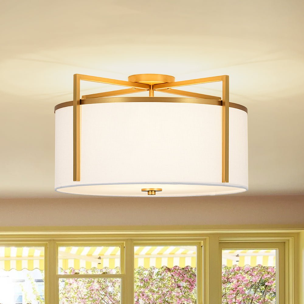 lightfixturesusa-retro-wide-drum-round-linen-cage-semi-flush-mount-ceiling-light-brass-5177611 LightFixturesUSA - Retro Wide Drum Round Linen Cage Semi Flush Mount - Ceiling Light - Brass -
